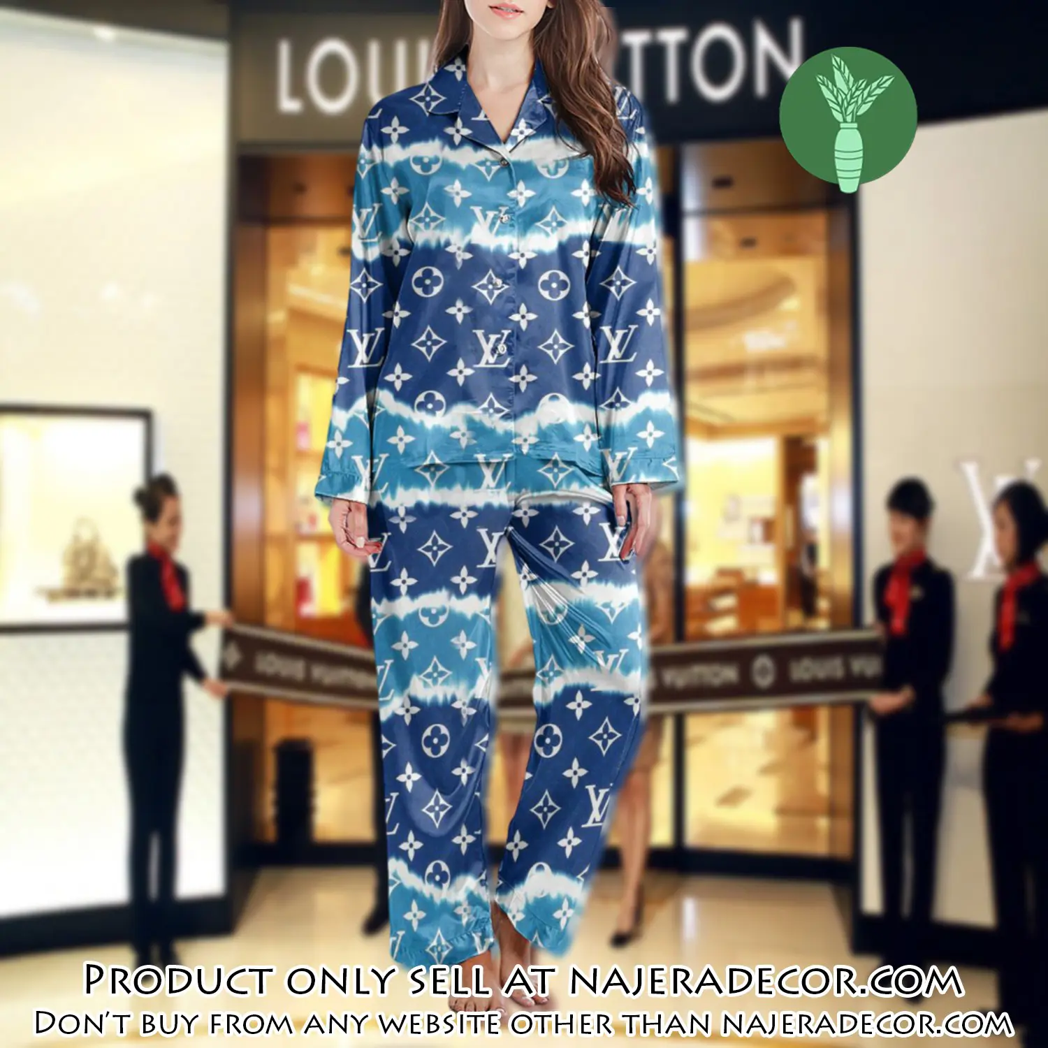 Lv monogram long satin pajama set pjs1011 njr3804820